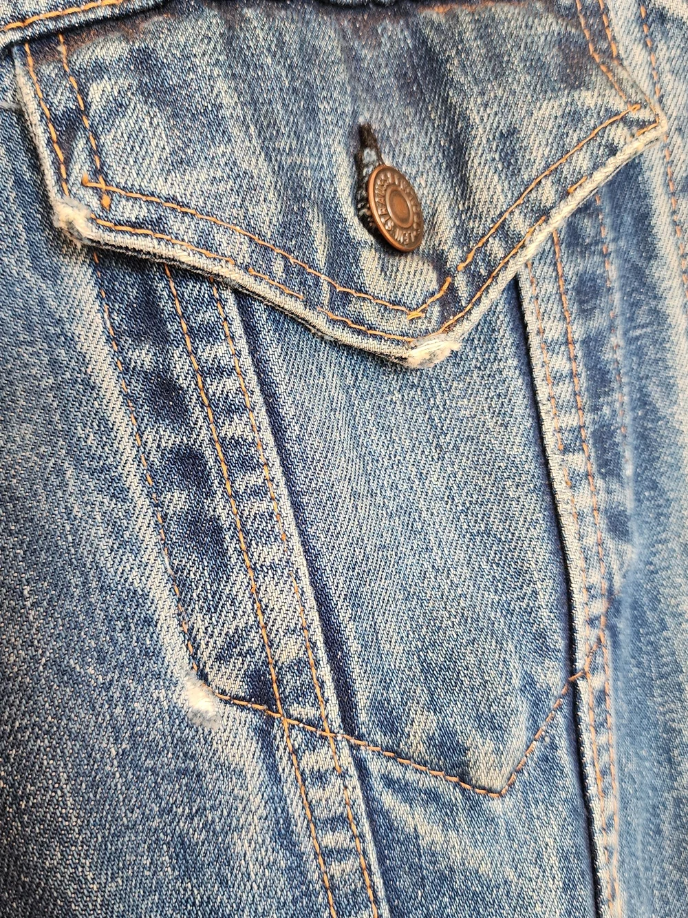Vtg 60s Levi’s 557 Type 3 Big E Denim Trucker Jacket Button Stamp Mens Size 42 - Picture 7 of 16